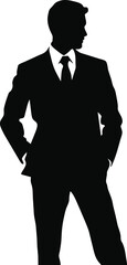 business man silhouette pose vector illustration, eps10