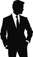 Silhouette of handsome businessman on white background