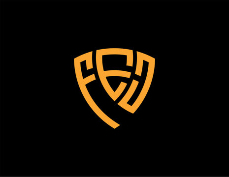 FEJ creative letter shield logo design vector icon illustration