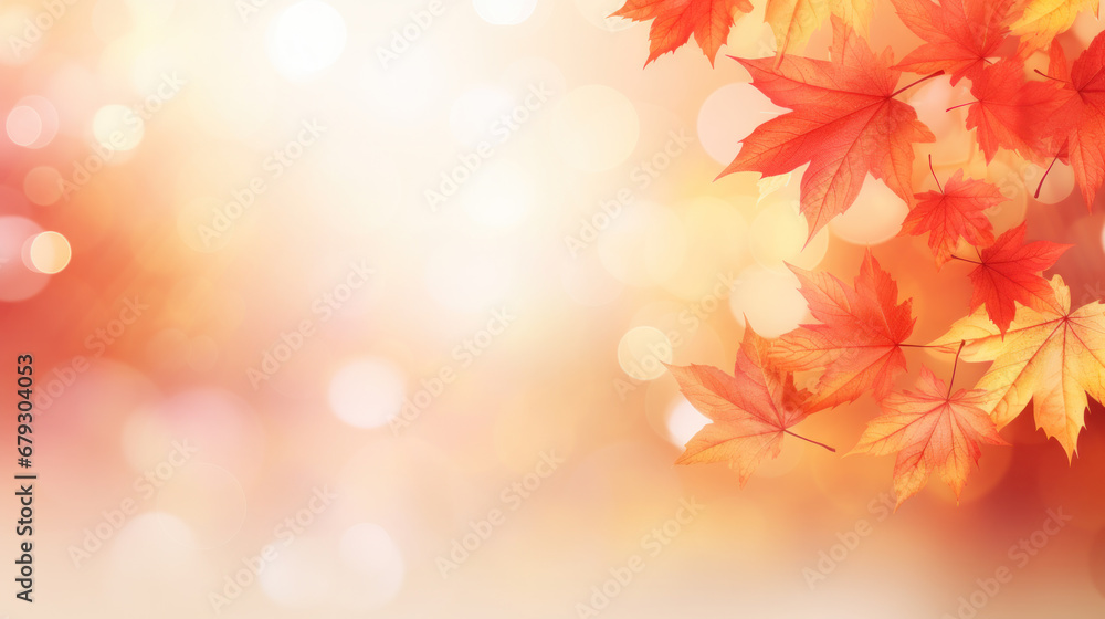 Poster autumn background with shadow of the maple tree leaves on a wall. abstract autumnal scene.