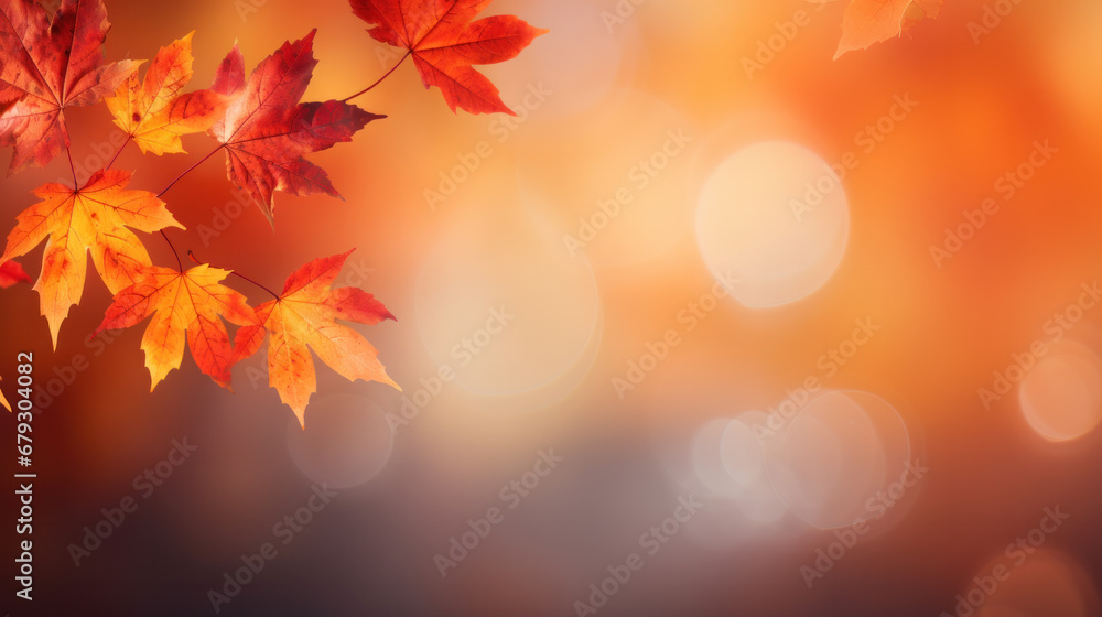 Poster autumn background with shadow of the maple tree leaves on a wall. abstract autumnal scene.
