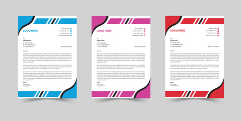 modern corporate & Clean business style letterhead template design. set to print with vector & illustration. corporate letterhead bundle. - obrazy, fototapety, plakaty