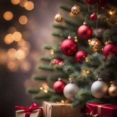 Christmas tree lights Bokeh Generative AI
