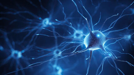 close up human brain Neurology cognition neuronal network background with space