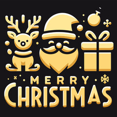 Decorative element design of English gold letters for Merry Christmas