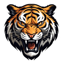 tiger face mascot isolated on transparent background, png