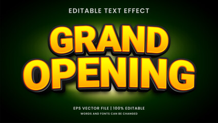 Grand opening 3d editable text effect	
