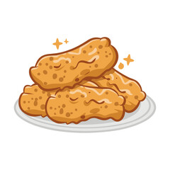 Collection Vector illustration Chicken Fried