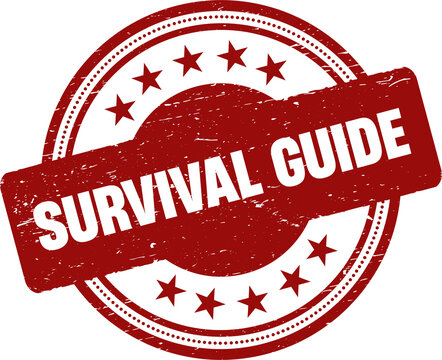 Survival guide round red stamp.