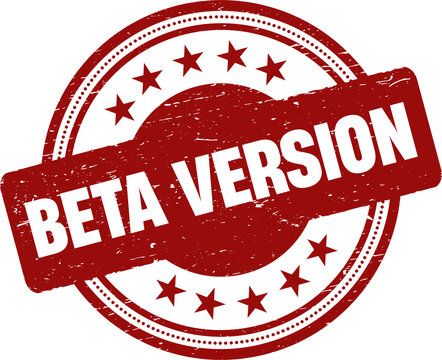 Beta version round red stamp.