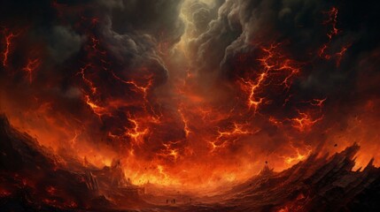 hell flames and armageddon - obrazy, fototapety, plakaty