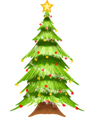 Christmas Tree Watercolor Illustration