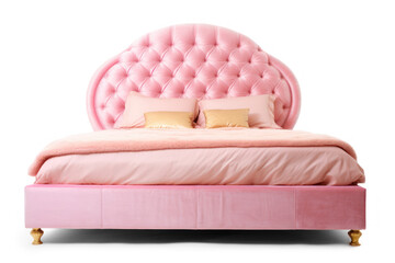 pink bed isolated on transparent background, png file