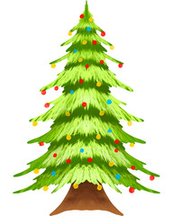 Christmas Tree Watercolor Illustration