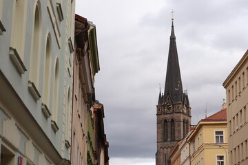 Fototapeta na wymiar colorful town and church