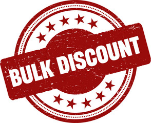 Bulk discount round red stamp.