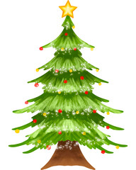 Christmas Tree Watercolor Illustration