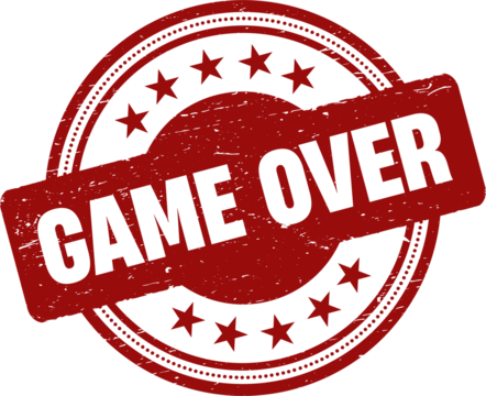 Game over round red grunge stamp - Powered by Adobe