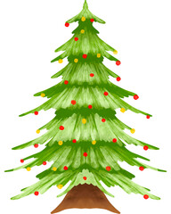 Christmas Tree Watercolor Illustration