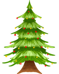 Christmas Tree Watercolor Illustration