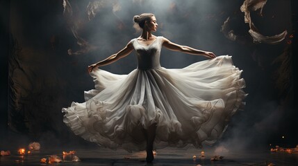 Ballet Dancer in Fantasy. Elegance and Grace in a Dreamlike Performance