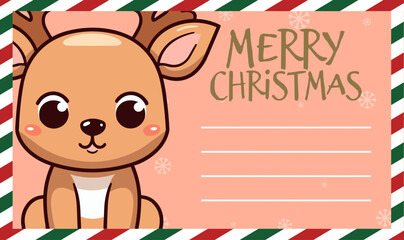 A Merry Christmas and Happy New Year Greeting Card: Winter Season Vector with a Cute Reindeer