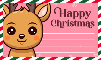 Merry Christmas and Happy New Year: A Winter Season Vector Greeting Card with a Cute Reindeer