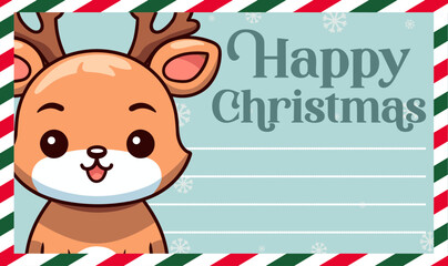 Greeting Card for a Merry Christmas and Happy New Year: Cute Reindeer in Winter Season Vector