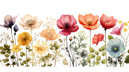 Colorful Array of Blooms Adorning a Flower Wall isolated on transparent background - obrazy, fototapety, plakaty