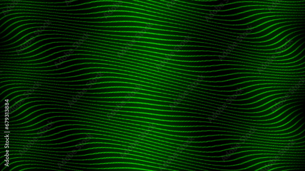 Poster abstract wave green lines loop animated video. 3d abstract black background looping animation. wave 