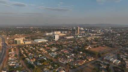 View of a bustling cityscape featuring Central Business District (CBD) in Gaborone, Botswana, Africa