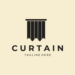 curtains vintage logo vector template design minimalist