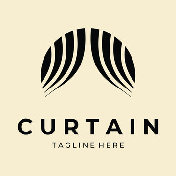 curtains vintage logo vector template design minimalist