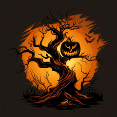 Enchanting Pumpkin Glow: Quality Jack O'Lantern and Haunting Tree
