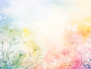 Obraz na płótnie Canvas Watercolor Springtime Background Image, Backdrop Art For Spring Presentation, Minimalist Simple Background Watercolor Painting