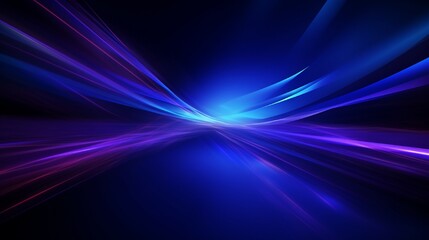 Abstract image of speed motion on the road. Vector glitter light fire flare trace. Dark blue abstract background with ultraviolet neon glow, blurry light lines, waves