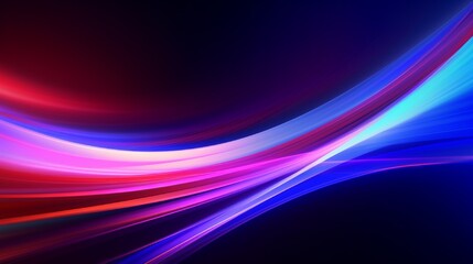 High speed effect motion blur night lights blue and red. Futuristic neon light line trails. bright sparkling background. Purple glowing wave swirl, impulse cable lines. Long time exposure. Vector