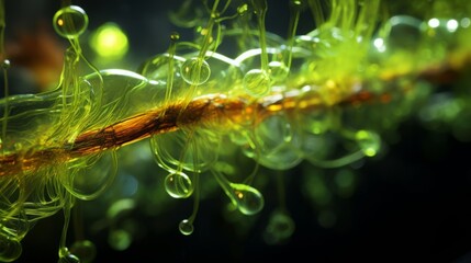 seaweed close-up against black background.
