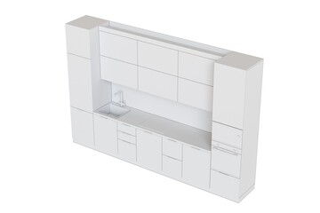 Kitchen furniture isolated on a white background, 3d illustration, cg render