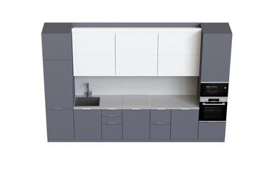 Kitchen furniture isolated on a white background, 3d illustration, cg render
