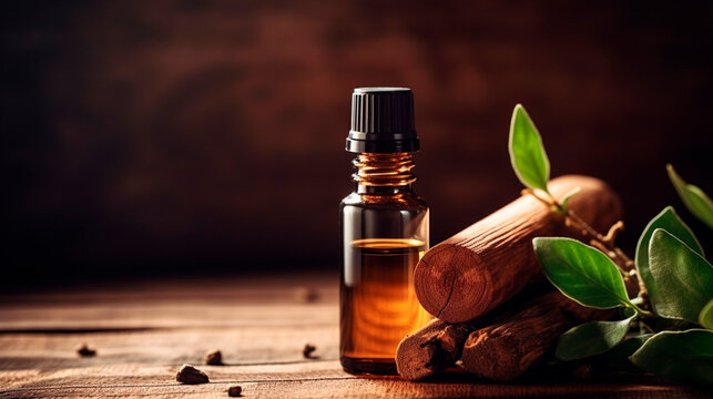 Musk essential oil in a bottle. Generative AI,