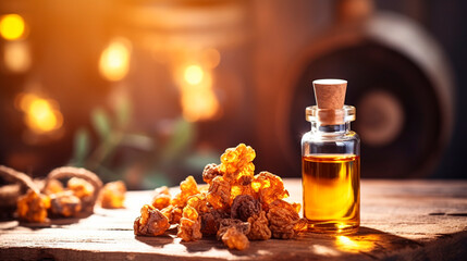 Frankincense essential oil in a bottle. Generative AI,