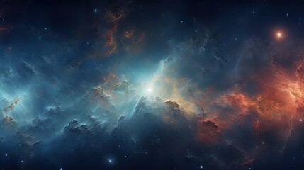 360 degree interstellar cloud of dust and gas. Space background with nebula and stars. Glowing nebula. Environment 360° HDRI map. Equirectangular projection, spherical panorama. 3d illustration