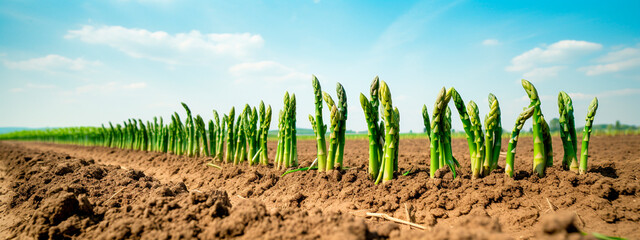 Asparagus growing in the field. Generative AI,