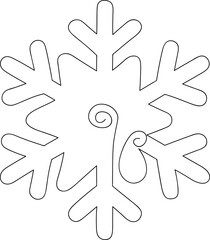 Snowflake continuous one line drawing. Christmas winter decoration silhouette. Line art. Single line. Logo icon concept. Vector illustration.