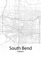 Fototapeta na wymiar South Bend Indiana minimalist map