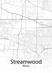 Fototapeta na wymiar Streamwood Illinois minimalist map