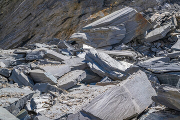 Slate is a fine-grained  homogeneous metamorphic rock derived from an original shale-type sedimentary rock composed of clay or volcanic ash. It is abundantly found in Himalayas in Uttarakhand India.