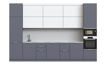 Kitchen furniture isolated on transparent background, 3d illustration, cg render
