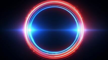 Vector light effect. The object's light stroke. Circular lens flare. Abstract rotational lines. Power energy element. Luminous sci-fi. Shining neon lights cosmic abstract frame. Magic round frame.